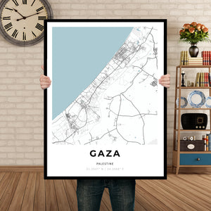 Map of Gaza, Palestine