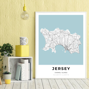 Map of Jersey, Channel Islands