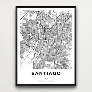 Map of Santiago, Chile