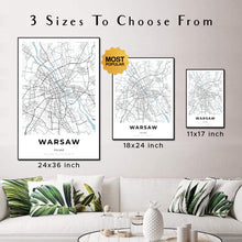 Load image into Gallery viewer, Map of Warsaw, Poland
