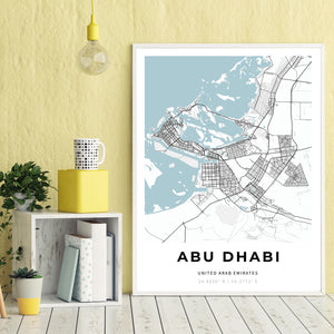 Map of Abu Dhabi, United Arab Emirates