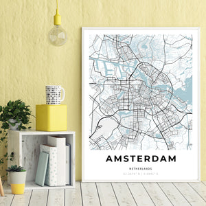Map of Amsterdam, Netherlands