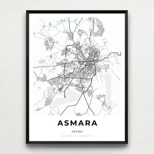 Map of Asmara, Eritrea