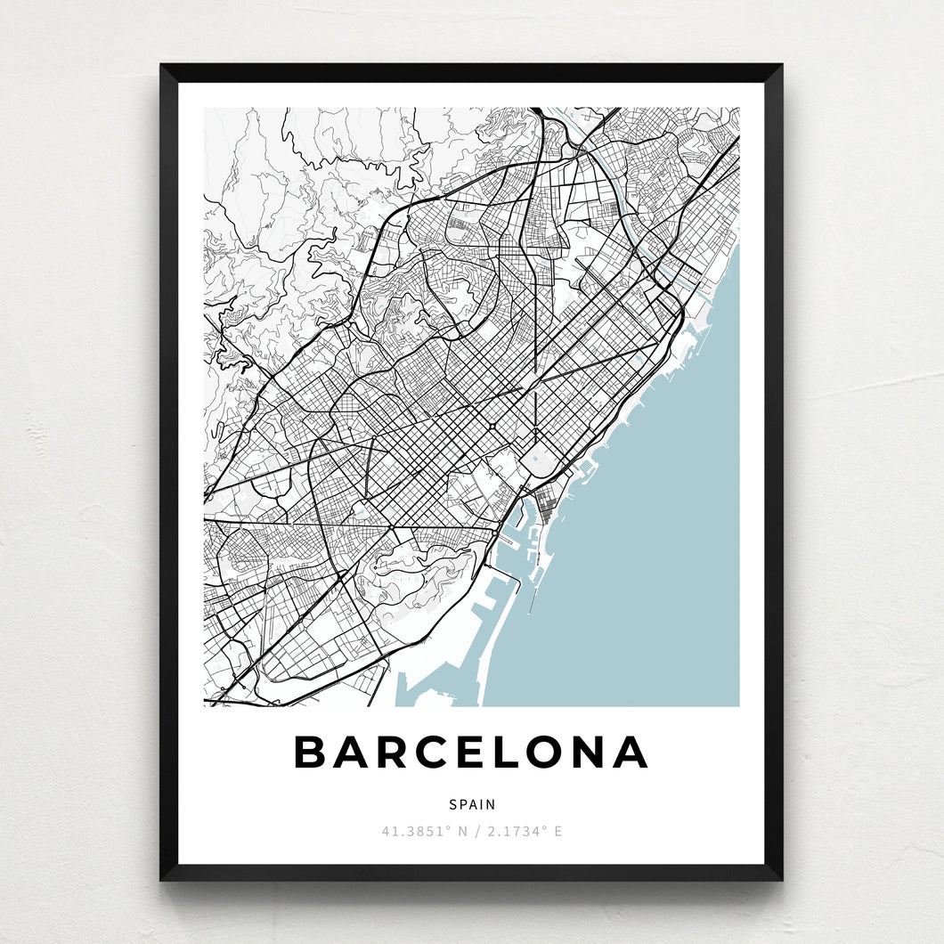 Map of Barcelona, Spain