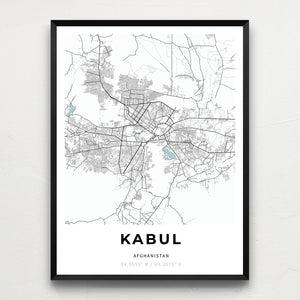 Map of Kabul, Afghanistan