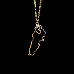 Classy Vendor | Borders of Lebanon - Borders Necklace - 14K Gold Filled Necklace - Black Background
