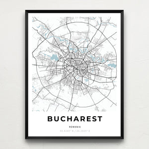 Map of Bucharest, Romania