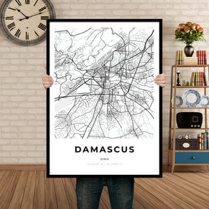Map of Damascus, Syria