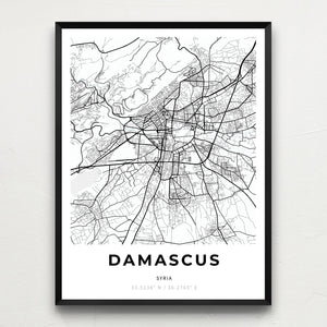 Map of Damascus, Syria