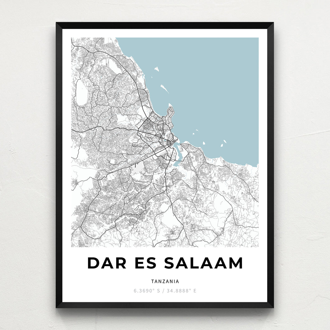 Map of Dar Es Salaam, Tanzania