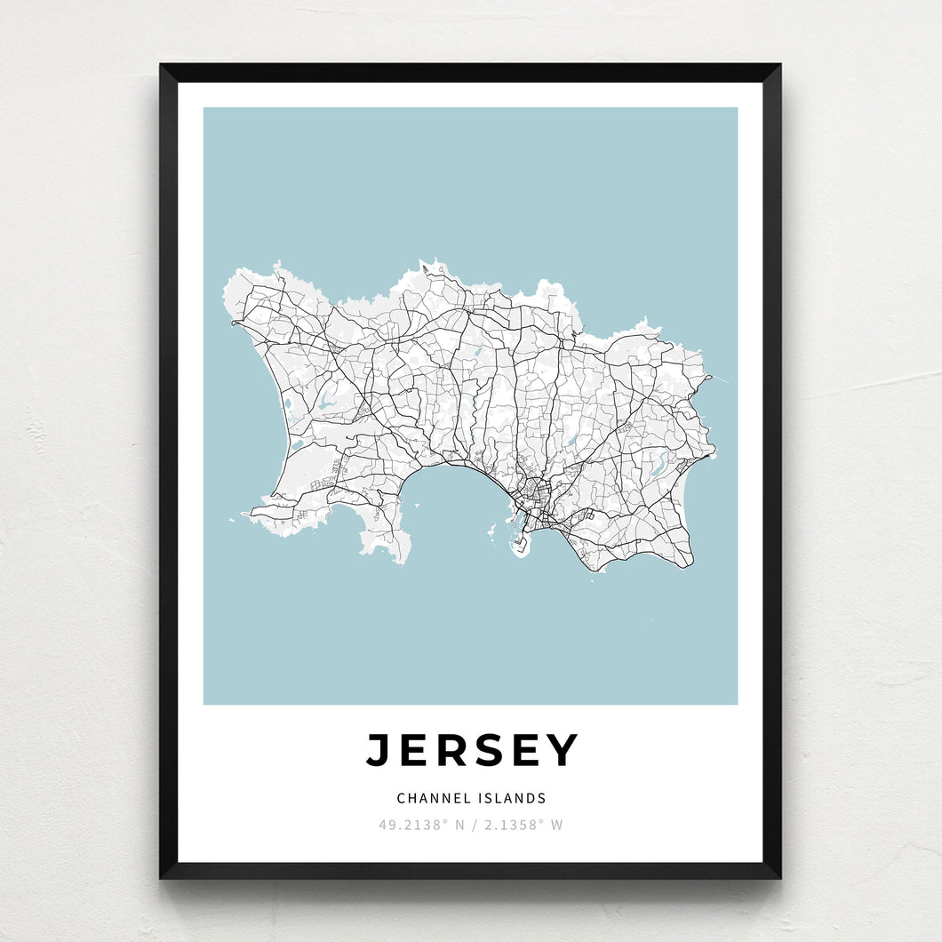 Map of Jersey, Channel Islands