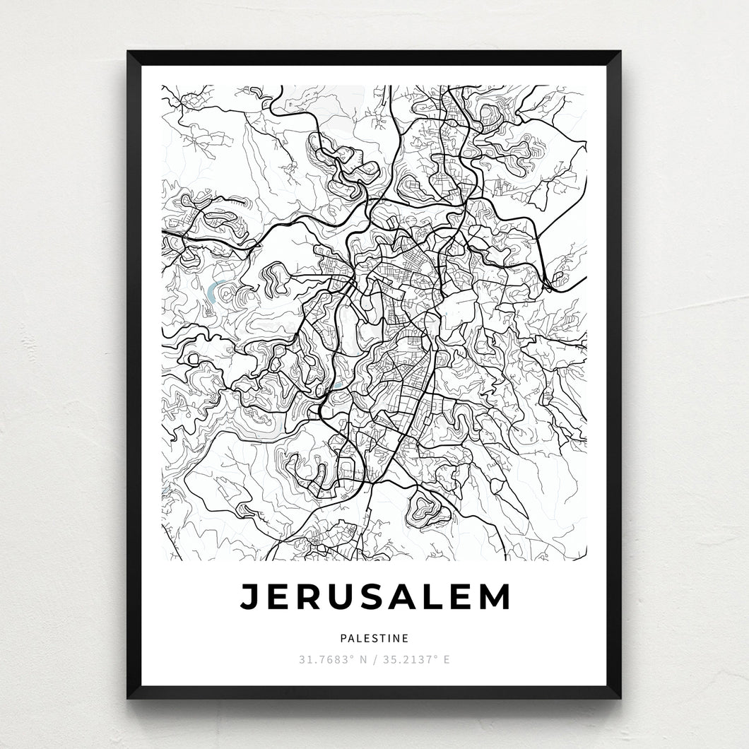 Map of Jerusalem, Palestine