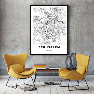 Map of Jerusalem, Palestine