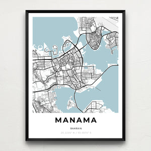Map of Manama, Bahrain