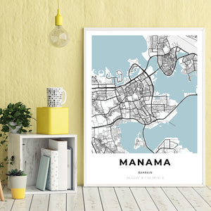 Map of Manama, Bahrain
