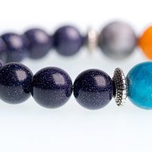 Load image into Gallery viewer, Classy Vendor | Solar System Bracelet zoomed in on the sky and the stars beads.
