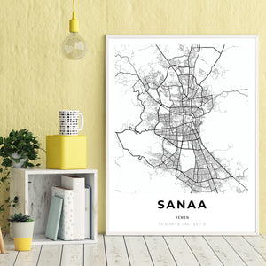 Map of Sanaa, Yemen