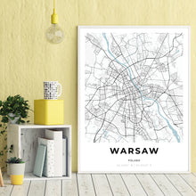 Load image into Gallery viewer, Map of Warsaw, Poland
